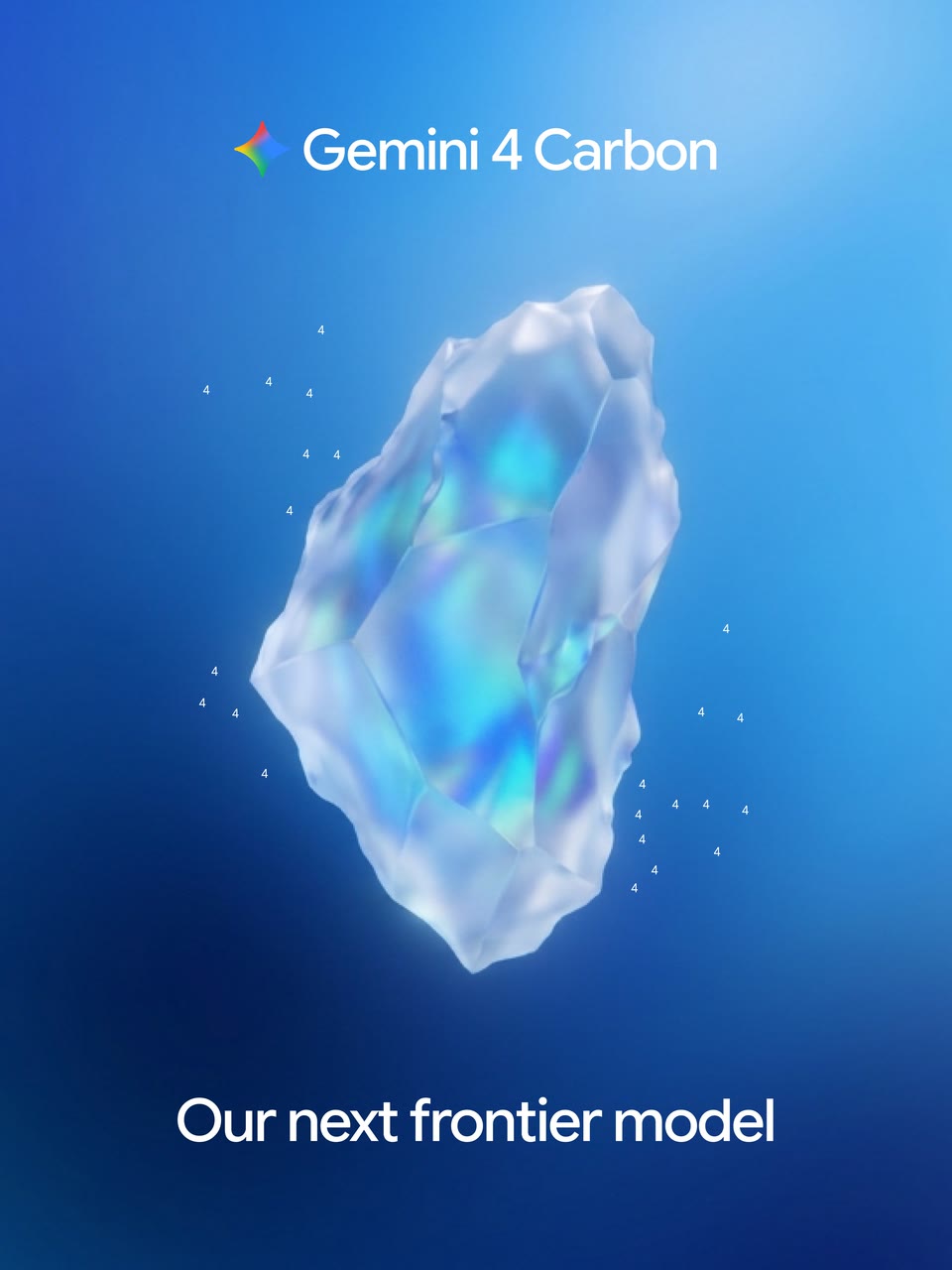 Gemini 4 Carbon announcement artwork with a blue iridescent form